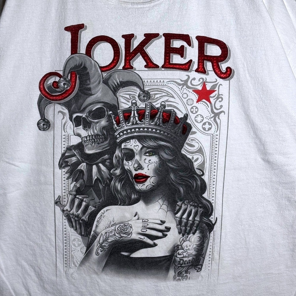 DGM Joker Graphic T-Shirt Mens 3XL White Chicano Sugar Skull Jester‎